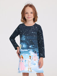 Апрель Платье 324403 1ДПД2997258ня принцесса с принцем+звездное небо на темно-синем с глиттером