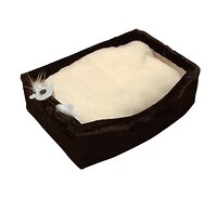 Зооник Лежанка для кошек с подушкой, мех одн.(570х410х170) темно-коричневый  408638 22191-4 