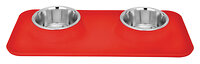 Зооник Кормушка металл. двойная прямоугольная (красная), 2*0.54л (2301) 408960 17301-30 