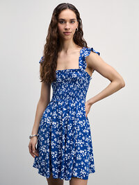 ZARINA Платье 426411 4226016516 синий цветы крупные