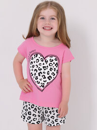 Апрель Пижама 433122 2ДЖФШ5651001н розовый+черный леопард на белом / Принтованное сердце
