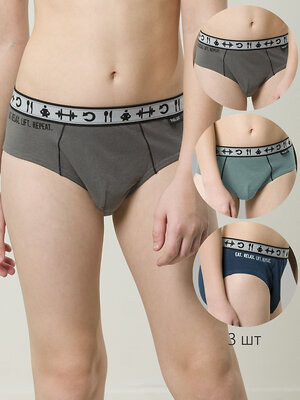 PELICAN Трусы 298197 BULB5306(3) Темно-серый/джинс/изумрудный