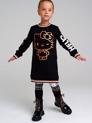 PLAYTODAY Платье 311998 32342029 черный,белый,золотистый