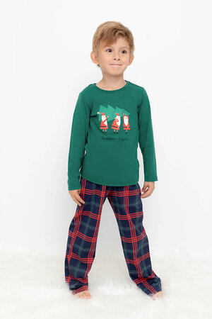 CROCKID Пижама 324508 К 1603 темно-зеленый, текстильная клетка