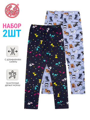 Апрель Легинсы 402760 2ДРЛ5738804н разноцветные кошки на темно-синем+полосатые коты на голубом