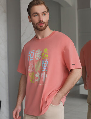 VILATTE Футболка 533498 U49.048 коралловый_ready for paradise