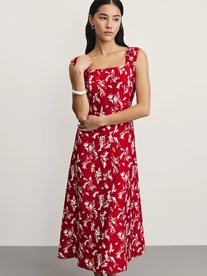 ZARINA Платье 535085 ZR2506012908 красный цветы мелкие