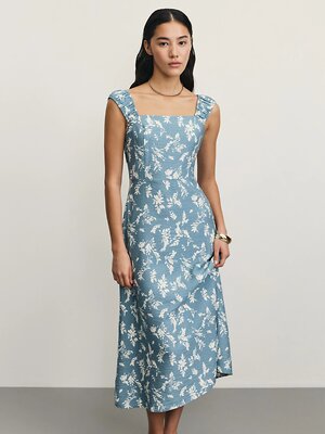 ZARINA Платье 535087 ZR2506012908 голубой цветы крупные