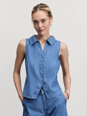 ZARINA Блузка 535108 ZR2506092313 голубой индиго