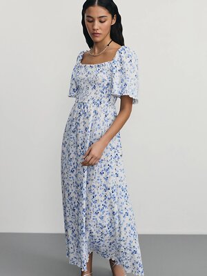 ZARINA Платье 535139 ZR2506022905 белый цветы мелкие