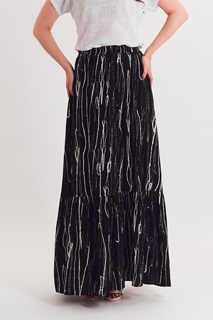 Braslava Юбка 536899 3418-3 чёрный белый с рисунком