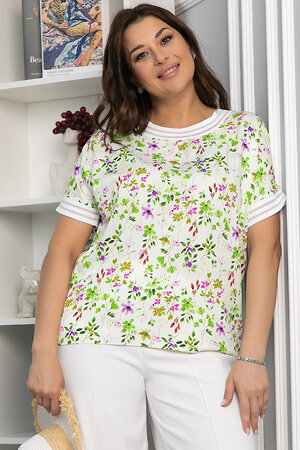 LT Collection Блуза 543203 Б13818-1М зеленый/молочный