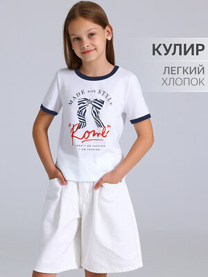 Апрель Футболка 544657 1ДДФК4743001 белый+темно-синий