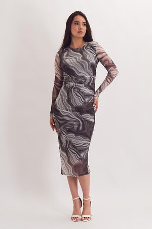 Braslava Платье 545477 5700-8 тёмно-серый чёрный с рисунком / серый