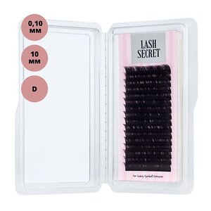 Lash Secret Ресницы для наращивания, одна длина, 16 линий, 0,10/D/10 мм, чёрный 545868 10529 