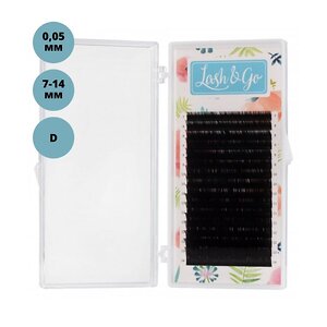 Lash&Go Ресницы на ленте Микс 16 линий 7-14 мм, D, 0,05 мм, черный 545906 12634 