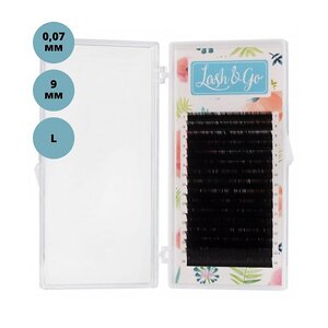 Lash&Go Ресницы на ленте 16 линий 9 мм, L, 0,07 мм, черный 545922 14314 
