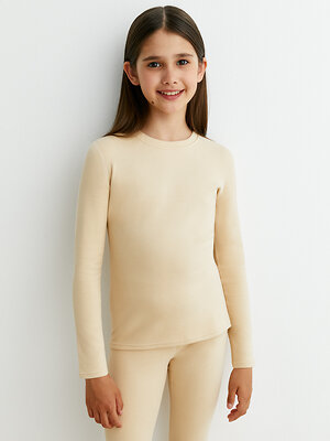 Omsa Лонгслив 553896 OMSA kids 421 3D  Лонгслив для девочки «Термо» Creme (Молочный)