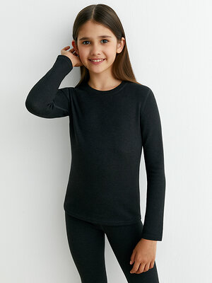 Omsa Лонгслив 553900 OMSA kids 421 3D  Лонгслив для девочки «Термо» Grigio Scuro (Серый)