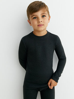 Omsa Лонгслив 553904 OMSA kids 431 3D  Лонгслив для мальчика «Термо» Grigio Scuro (Серый)