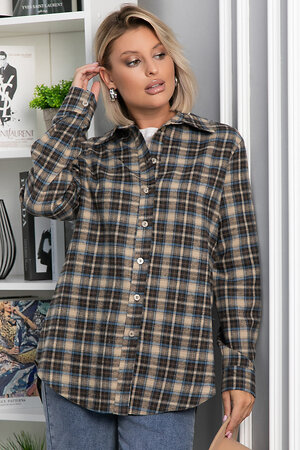 LT Collection Рубашка 555469 Б14136-7М серо-бежевый