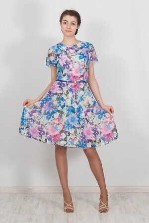 Braslava Платье 556471 4762-4 розовый голубой белый цветы / белый