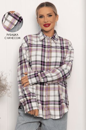LT Collection Рубашка 556563 Б14253-30М Фиолетово-бежевый