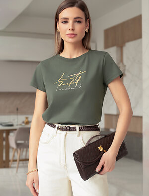 VILATTE Футболка 557916 D49.092 т.оливковый_perfect
