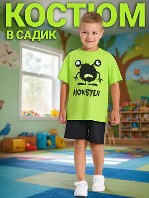 Апрель Комплект 559392 2ПФШ5676006 ярко-салатовый+черный