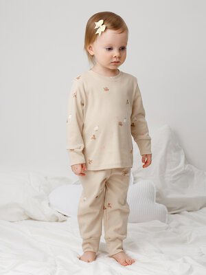 CROCKID Пижама 565020 К 1552 серо-бежевый, милые животные