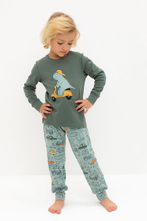 CROCKID Пижама 565022 К 1541 зеленый мох, машинки