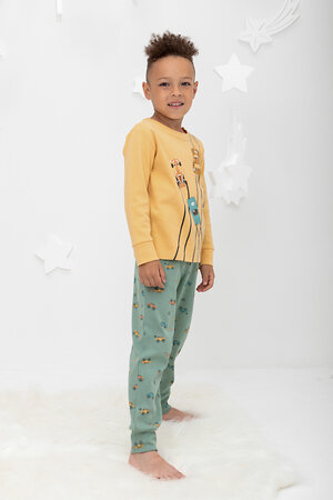 CROCKID Пижама 565049 К 1541/25 пшеница, гонки на весеннем зеленом