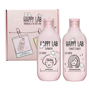 Happy Lab Набор средств для ухода за волосами / Шампунь «Объем & Укрепление» + Кондиционер «Блеск & Гладкость», 300 мл x 2 566103 27722 