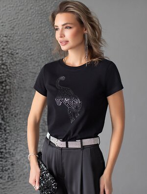 VILATTE Футболка 567117 D49.123 черный_леопард