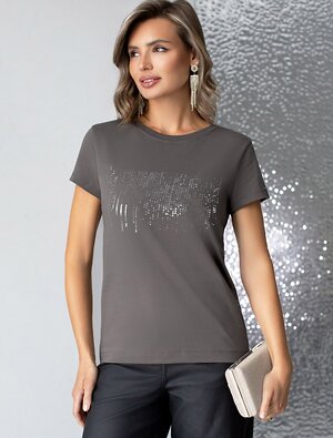 VILATTE Футболка 567419 D49.123 т.серый_дождь