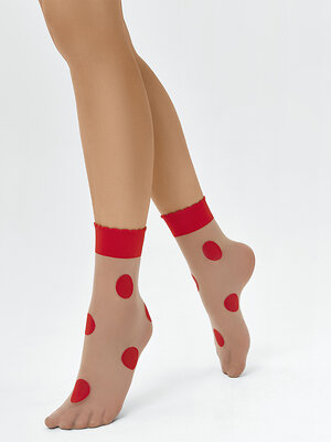 Minimi Носки 568025 calz. POIS GRANDE 20 носки (крупный горох) Caramello/Rosso (Бежевый)
