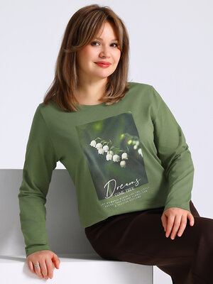 Апрель Лонгслив 568187 1ЖДЛД4037001 оливковый