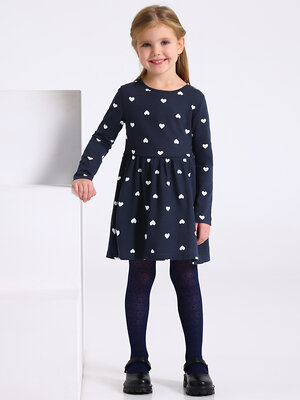 Апрель Платье 568845 1ДПД4398001н белые сердечки на темно-синем