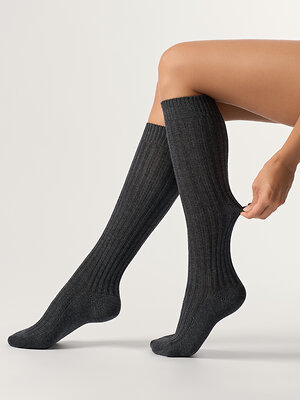 Omsa Гольфы 569172 GAMB. WOOL STYLE 200 (гольфы1 пара) Grigio Melange (Серый)