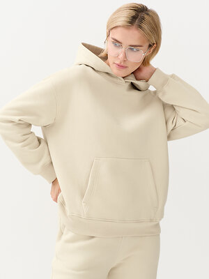 Omsa Худи 569185 OmD 2045С Худи жен. OVERSIZE утепленное, CO+PE Beige Chiaro (Бежевый)