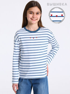 Апрель Лонгслив 569740 1ДДЛД4896001н полоска белый +синий