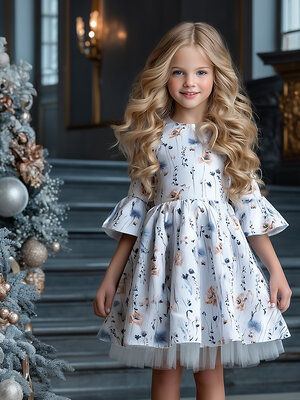 Апрель Платье 569833 1ДПД4858001нс нежные цветы на белом+белый