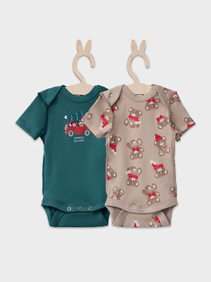 MARK FORMELLE Боди детское 570329 13015-1-2 НГ мишутки на бежевом +изумруд