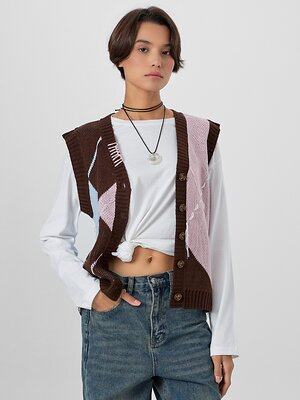 MARK FORMELLE Жилет 570702 172134 коричневый в ромбы