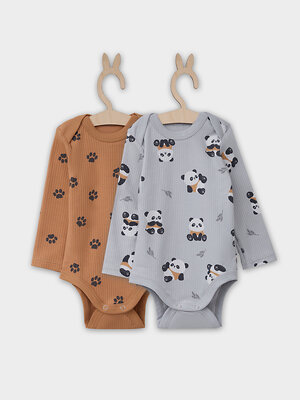 MARK FORMELLE Боди детское 571008 13018-2 пандочки на сером +лапки на охре