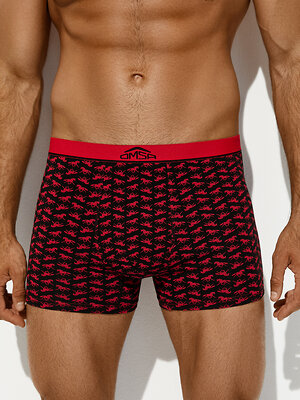 Omsa Трусы 572355 OmU 1234-25B New Year Боксеры муж. с откр.резинкой, CO Nero/Rosso (Черный)