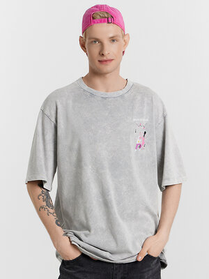 MARK FORMELLE Футболка 572425 111846 серый acid wash +печать