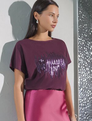 VILATTE Футболка 572808 D49.133 бургунди_stripes