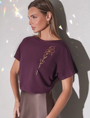 VILATTE Футболка 572810 D49.133 бургунди_цветок