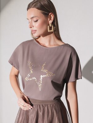 VILATTE Футболка 572812 D49.133 кофейный_star